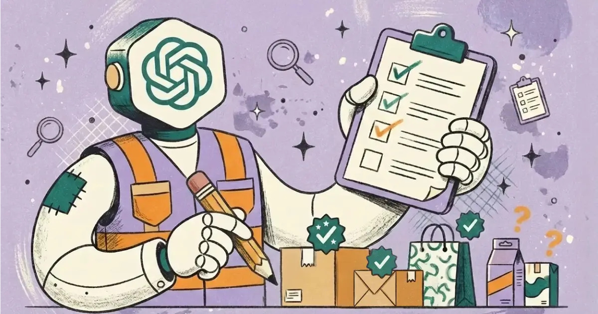 An illustration representing e-commerce products being discovered and cited by ChatGPT